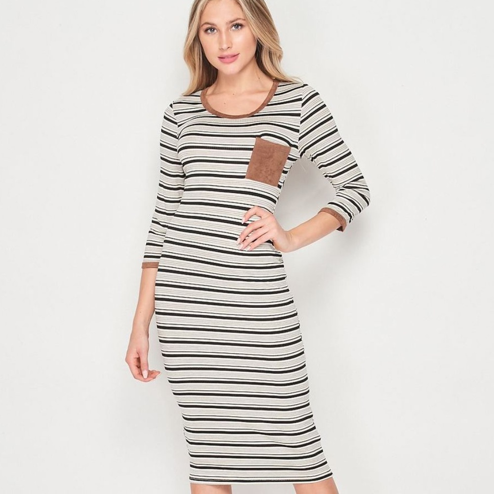 Blank Lewks Serena Stripe Knit Body con Knit Dress